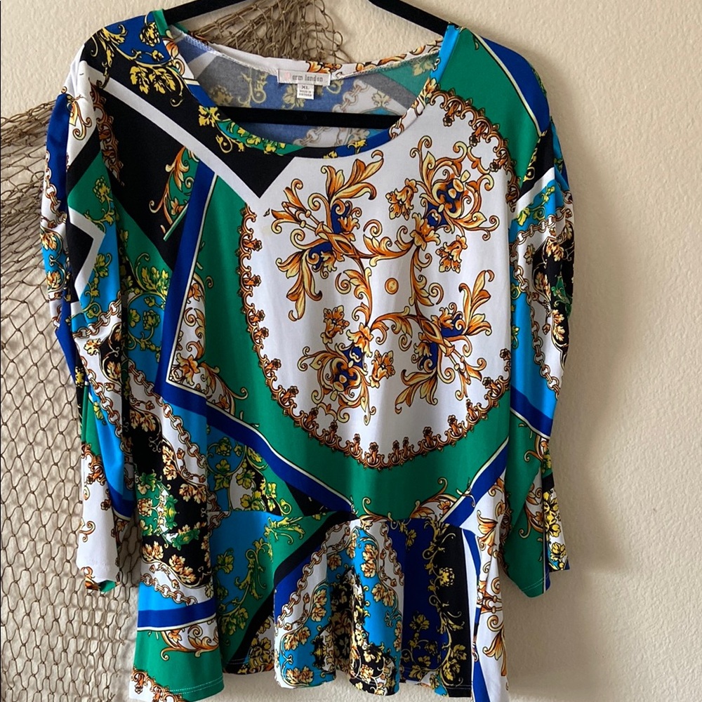 ERM LONDON Colorful Patterned Women's Top
